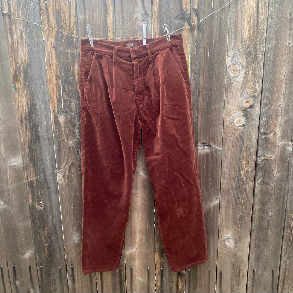 MOTHER  Rust Brown Tapered Leg Corduroy Pants